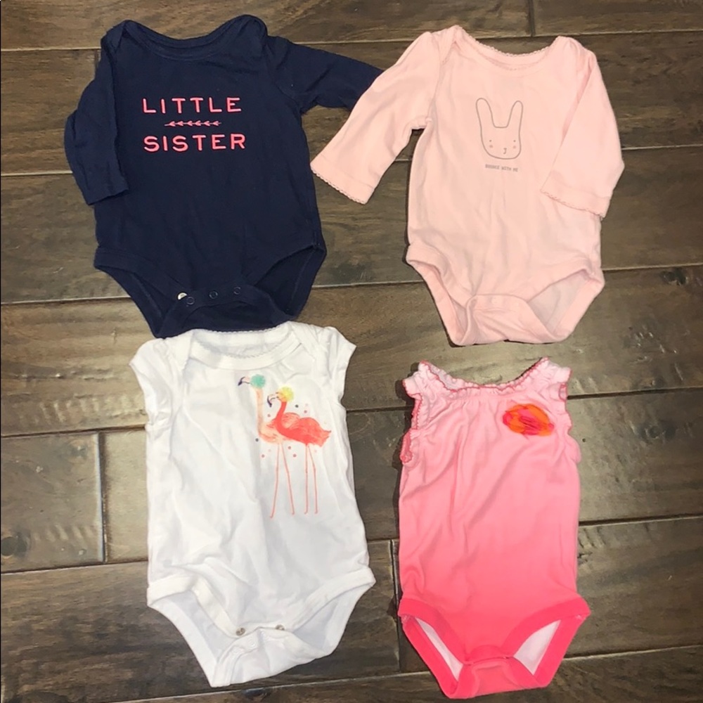 4 onesies: 2 BabyGAP, 1 target, 1 Gymboree